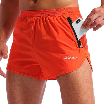 Men’S Running Shorts 3 Inch Quick Dry Gym Athletic Workout Shorts for Men with Zipper Pockets