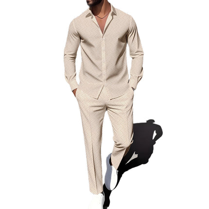 Spring And Autumn Plaid Square Grain Printing Comfortable Basic Commuting Men's Suit