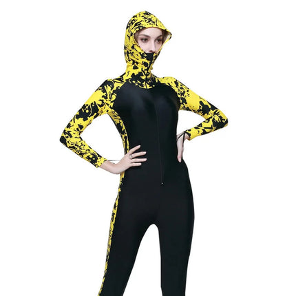 UPF 50+ Lycra One Piece Swimsuit Rash Guard Long Sleeve with Hood Diving Suit anti UV Surf Men Women Swimwear Sun Protect