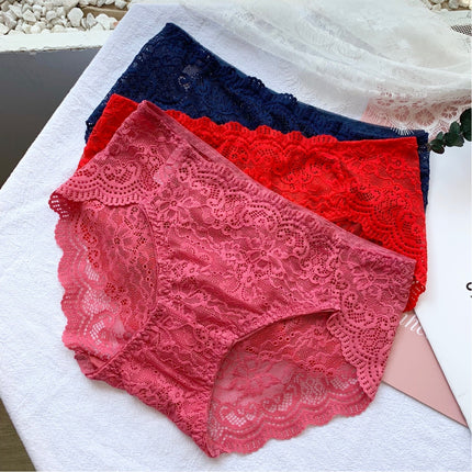 Solid Color Breathable Cotton Women's Hollow Out Panties