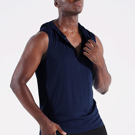Men'S Running Tank Tops 3 Pack Sleeveless Workout Athletic Shirts with Hoods