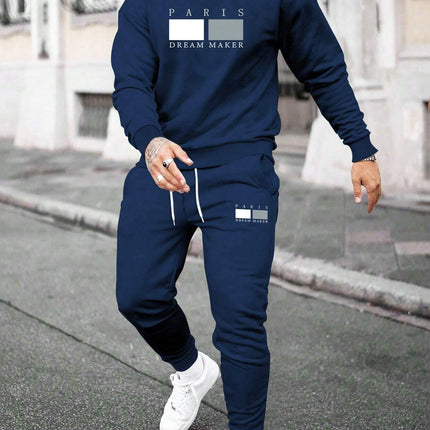 Round Neck Sweater Casual Sports Suit European Size Men's Clothing