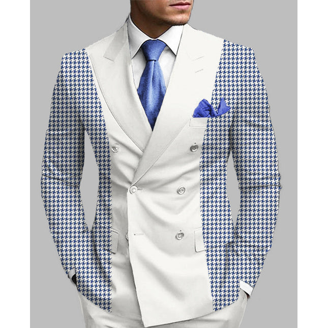 New Men's Printed Posterior Median Split Suit Jacket