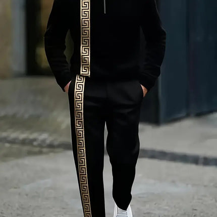 Long-sleeve Polo Shirt Long Pants Half-zip Placket Casual Sportswear Set