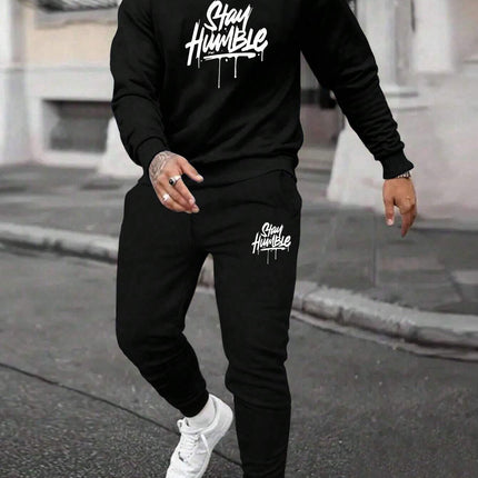 Round Neck Sweater Casual Sports Suit European Size Men's Clothing