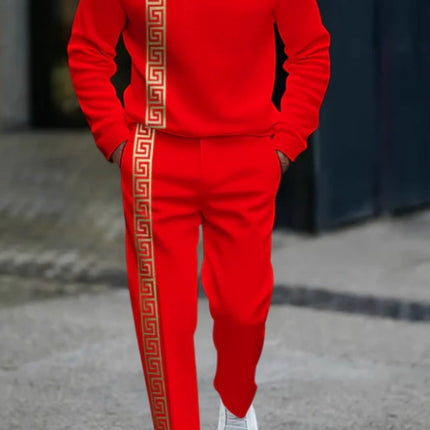 Long-sleeve Polo Shirt Long Pants Half-zip Placket Casual Sportswear Set
