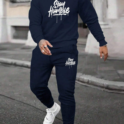 Round Neck Sweater Casual Sports Suit European Size Men's Clothing
