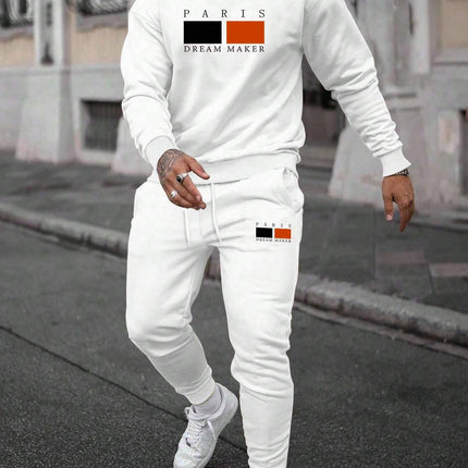 Round Neck Sweater Casual Sports Suit European Size Men's Clothing
