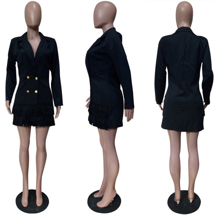 Slim waist double row blazer