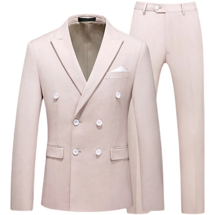 Mens 2 Piece Double Breasted Suit Slim Fit Tuxedo Blazer and Pants plus Size Classic Formal Dinner Suits for Wedding Prom Homecoming on Sale