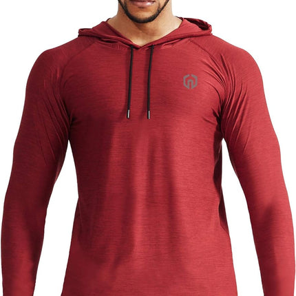 Men'S Workout Shirts with Hoods Grey,Red