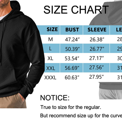 Long Sleeve Men Hoodies Sweatshirts Geometric Texture Sweatshirts for Men Casual Pollover Shirts with Kangaroo Pocket