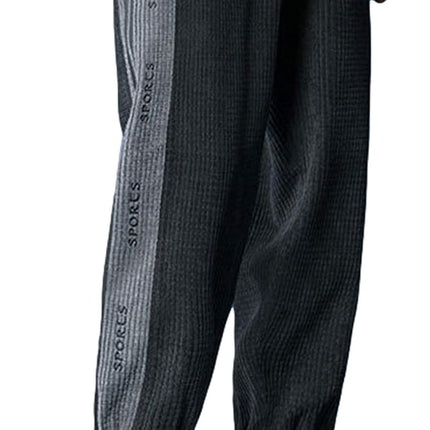 Men'S Jogger Pants Fashion Hip Hop Elastic Waist Corduroy Pants Sweatpants（02Black-S）
