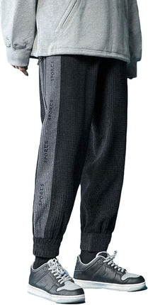 Men'S Jogger Pants Fashion Hip Hop Elastic Waist Corduroy Pants Sweatpants（02Black-S）