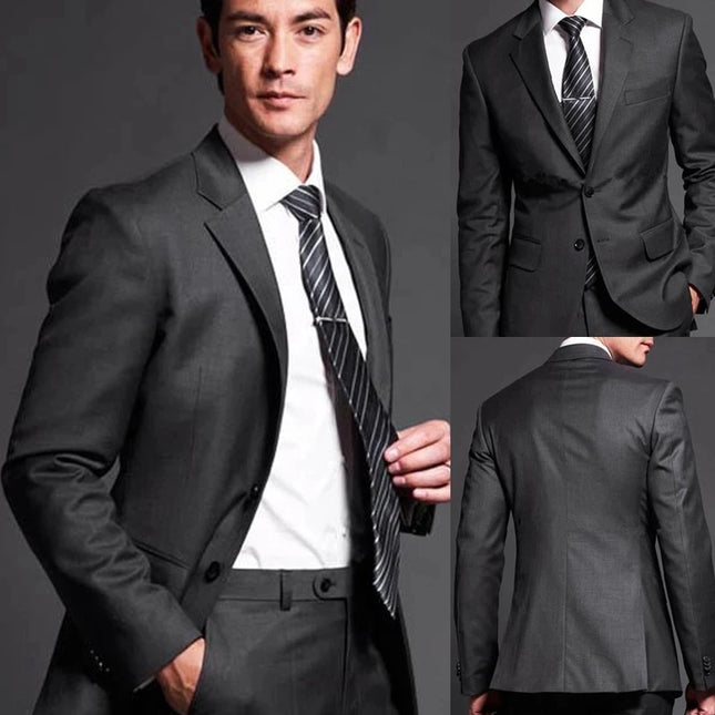Custom Made Men Suit Set, Tailor Made Suit Regular, Bespoke Charcoal Wedding Suits for Men, Slim Fit Groom Tuxedos for Men