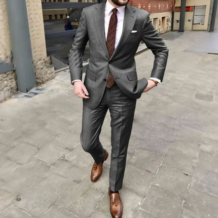 Men's Slim Fit Business Dress Two Button Set