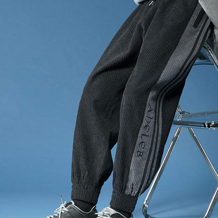 Men'S Jogger Pants Fashion Hip Hop Elastic Waist Corduroy Pants Sweatpants（02Black-S）