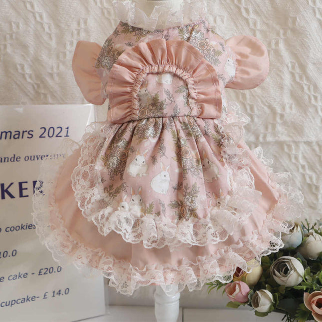 Dog Lace Dress Hat Set Cat