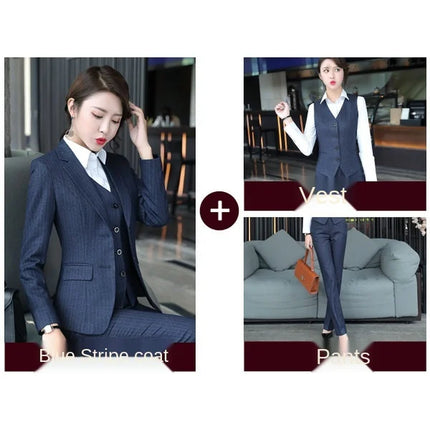 Women Suits Business Work Uniform Office Lady Formal Pant Suits Female Autumn Winter 2023 New 2 Piece Sets Clothes Outfits