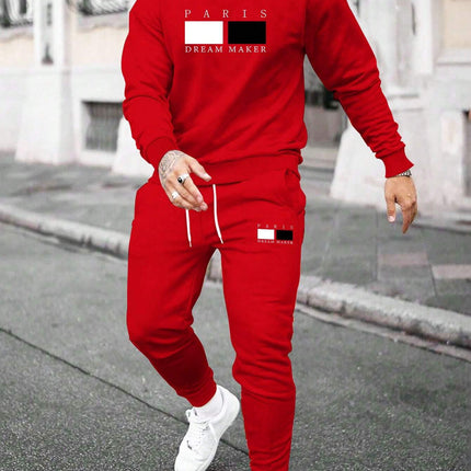 Round Neck Sweater Casual Sports Suit European Size Men's Clothing