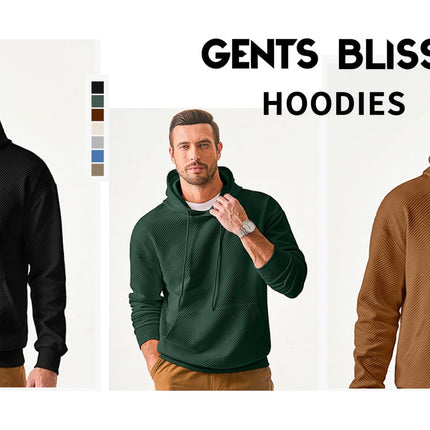 Long Sleeve Men Hoodies Sweatshirts Geometric Texture Sweatshirts for Men Casual Pollover Shirts with Kangaroo Pocket