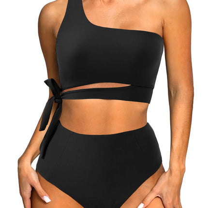One Shoulder Womens Bikini Sets High Waisted Bathing Suits for Women Tie High Cut Swimsuits