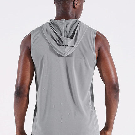 Men'S Running Tank Tops 3 Pack Sleeveless Workout Athletic Shirts with Hoods