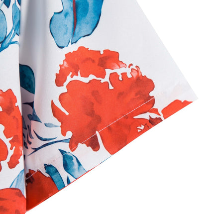 Floral Print Men Shirt Lapel Short