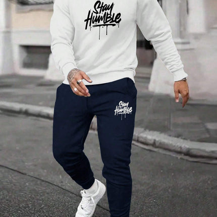 Round Neck Sweater Casual Sports Suit European Size Men's Clothing