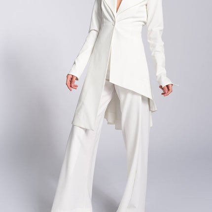 Irregular Hem Jacket & Pants Suit