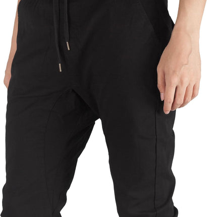 Khaki Chino Joggers for Men Twill Stretch Casual Pants with Pockets