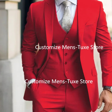 Men's Suits  Grey Costume Homme Slim Fit Formal Wedding Outfits 3 Piece Jacket Pants With Vest Custom Made 2024