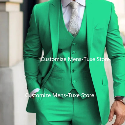 Men's Suits  Grey Costume Homme Slim Fit Formal Wedding Outfits 3 Piece Jacket Pants With Vest Custom Made 2024