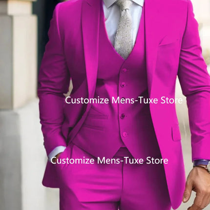 Men's Suits  Grey Costume Homme Slim Fit Formal Wedding Outfits 3 Piece Jacket Pants With Vest Custom Made 2024