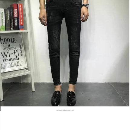Men's Fashion Jeans 2020 Mens Jeans Slim Fit Skinny Jeans Korean Strentch Black Old Social Clothes For Teenagers Pencil Pants