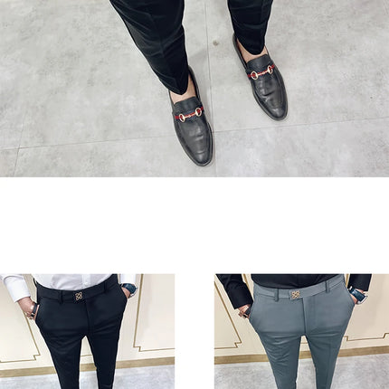 Spring and Autumn Men's Pants Fashion Korean Slim Men's Casual Ankle Pants Streetwear Men's Pants Men's Black Grey