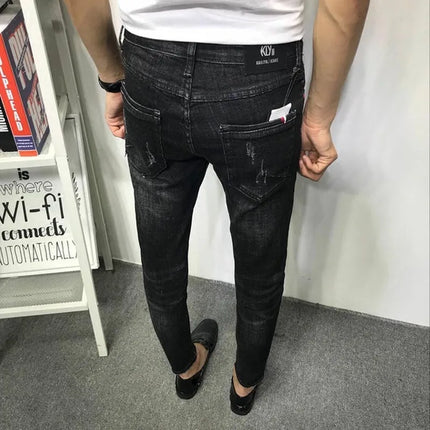 Men's Fashion Jeans 2020 Mens Jeans Slim Fit Skinny Jeans Korean Strentch Black Old Social Clothes For Teenagers Pencil Pants