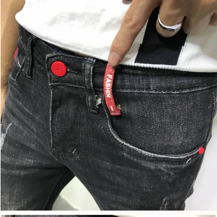 Men's Fashion Jeans 2020 Mens Jeans Slim Fit Skinny Jeans Korean Strentch Black Old Social Clothes For Teenagers Pencil Pants