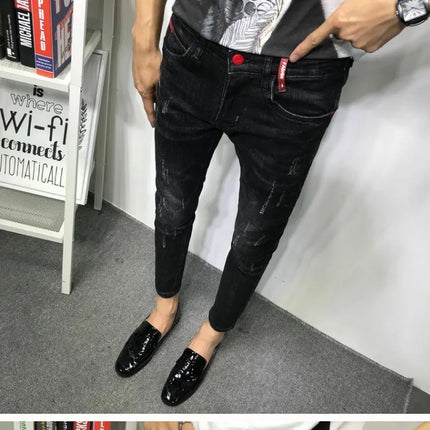 Men's Fashion Jeans 2020 Mens Jeans Slim Fit Skinny Jeans Korean Strentch Black Old Social Clothes For Teenagers Pencil Pants