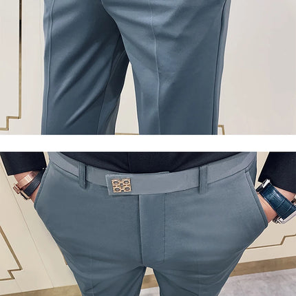 Spring and Autumn Men's Pants Fashion Korean Slim Men's Casual Ankle Pants Streetwear Men's Pants Men's Black Grey