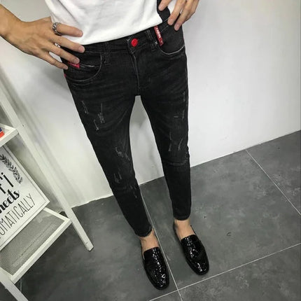 Men's Fashion Jeans 2020 Mens Jeans Slim Fit Skinny Jeans Korean Strentch Black Old Social Clothes For Teenagers Pencil Pants