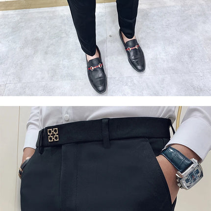 Spring and Autumn Men's Pants Fashion Korean Slim Men's Casual Ankle Pants Streetwear Men's Pants Men's Black Grey