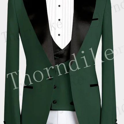 Thorndike Men's Suits 3 Pieces Peaked Lapel Fit Business Regular Prom Tuxedos For Wedding Blazer+Pants+Vest