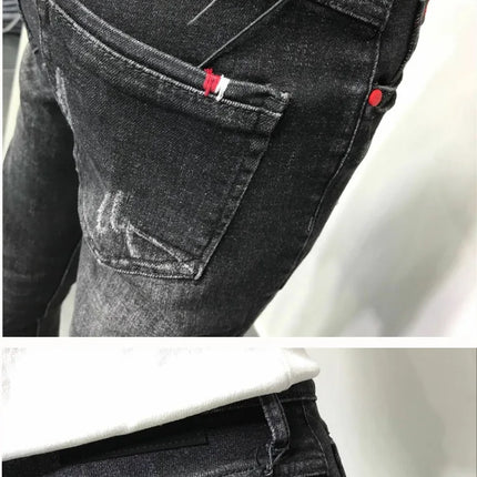 Men's Fashion Jeans 2020 Mens Jeans Slim Fit Skinny Jeans Korean Strentch Black Old Social Clothes For Teenagers Pencil Pants