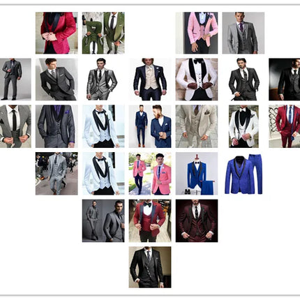Pale Pink Jaquard Suits for Men 3 Pieces One Button Blazer Tuxedos Suit Set Prom Party Homecoming Student Clothes Coat+Vest+Pant