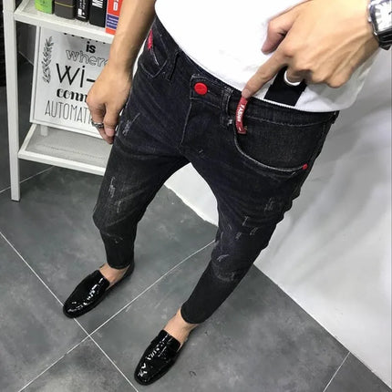 Men's Fashion Jeans 2020 Mens Jeans Slim Fit Skinny Jeans Korean Strentch Black Old Social Clothes For Teenagers Pencil Pants