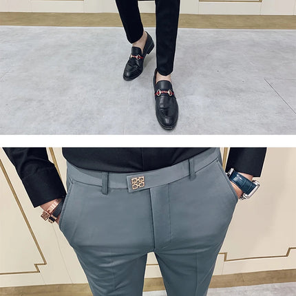 Spring and Autumn Men's Pants Fashion Korean Slim Men's Casual Ankle Pants Streetwear Men's Pants Men's Black Grey