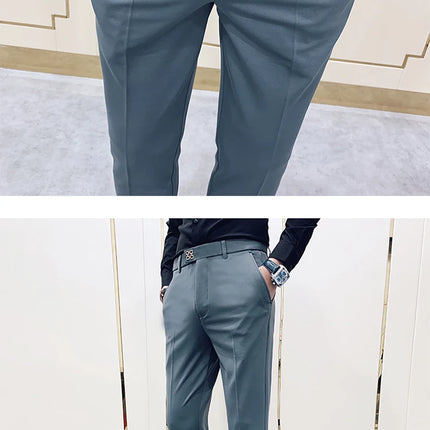 Spring and Autumn Men's Pants Fashion Korean Slim Men's Casual Ankle Pants Streetwear Men's Pants Men's Black Grey