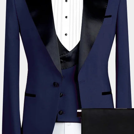 Thorndike Men's Suits 3 Pieces Peaked Lapel Fit Business Regular Prom Tuxedos For Wedding Blazer+Pants+Vest