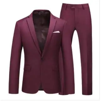 2026 Men's Red Suit 2-Piece Sets, Wedding Party Dress Coat and Pants Asian Size Terno Masculino Black White Blue Costume Homme